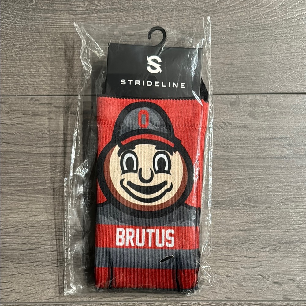 NWT STRIDELINE OHIO STATE BRUTUS MASCOT SOCKS — one size
